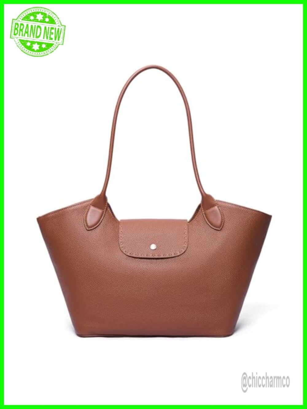 Genuine Leather Tote Bag for Women Minimalist Roomy Shoulder Purse